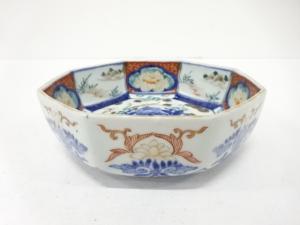 古伊万里　染付赤絵　花　八角鉢